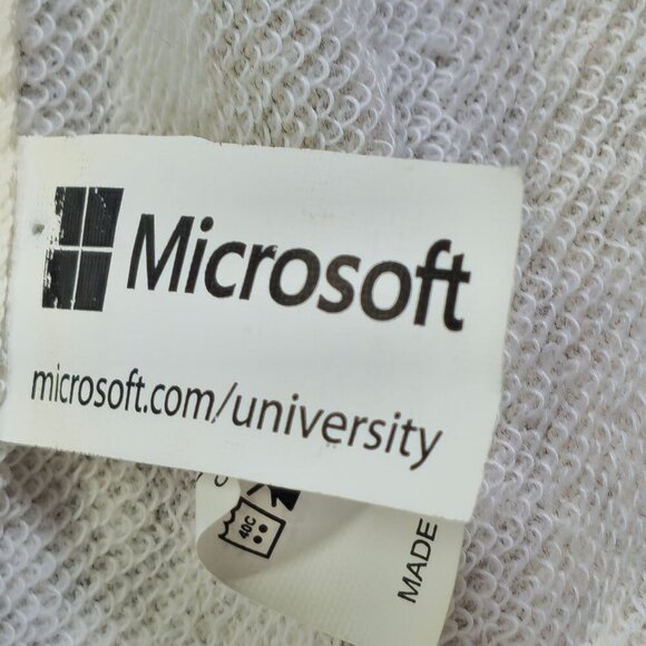 Microsoft Beige Zip-Up Hoodie With Logo Sleeve Print, Men's Medium - Picture 6 of 11